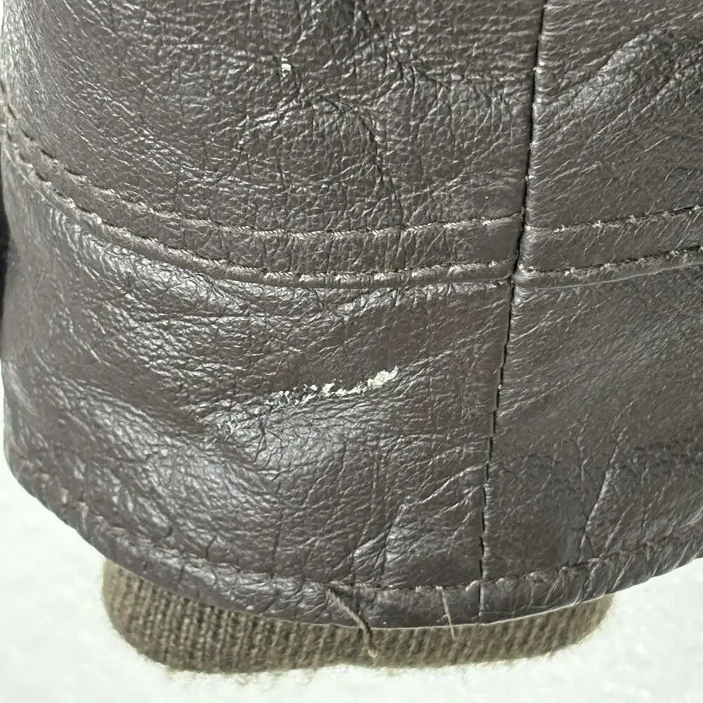 Vintage 90s St. John’s Bay Leather Jacket Bomber Flight Brown Grunge Mens M